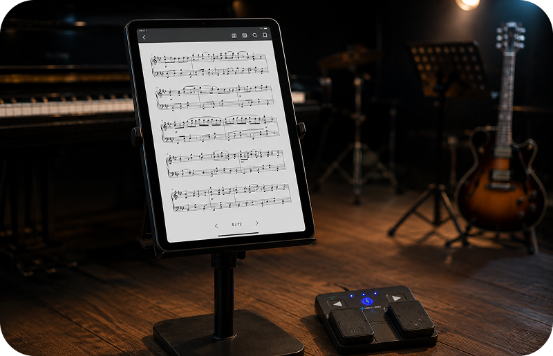 Bluetooth page turner pedal for Android sheet music with GoScore