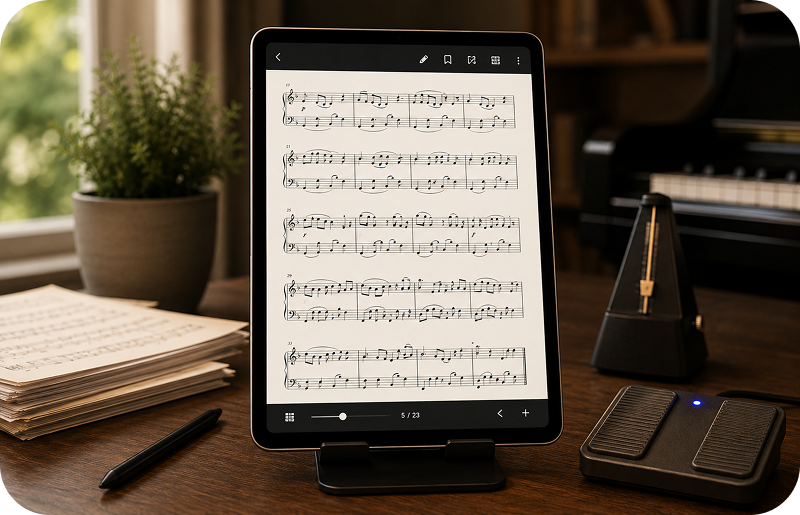 PDF sheet music reader app for Android tablet and phone