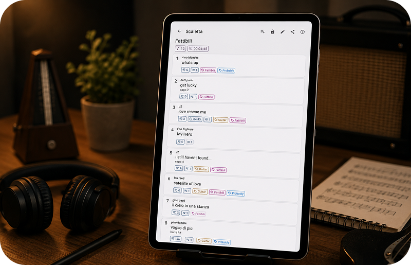 setlist manager for musicians on Android with PDF sheet music